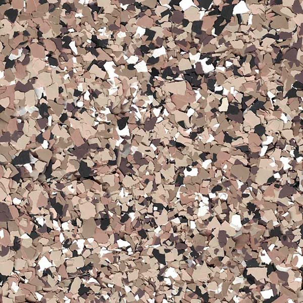 The image displays a random, abstract pattern of fragmented shapes in various shades of brown, beige, and black, resembling a digital camouflage design.