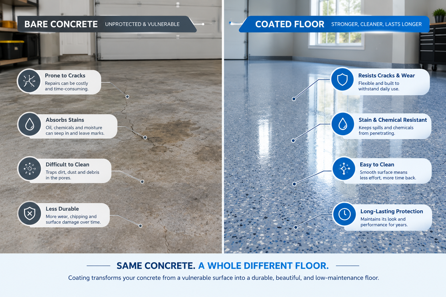 Bare Concrete vs. Coated Floor